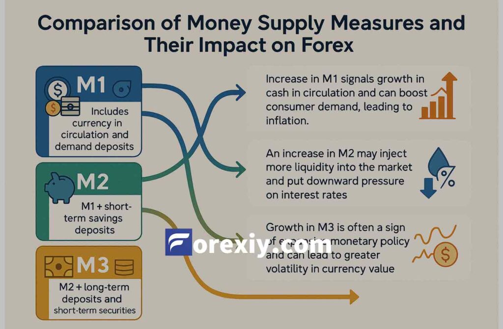 مقایسه انواع عرضه پول M1، M2 و M3 و تأثیرشان بر فارکس